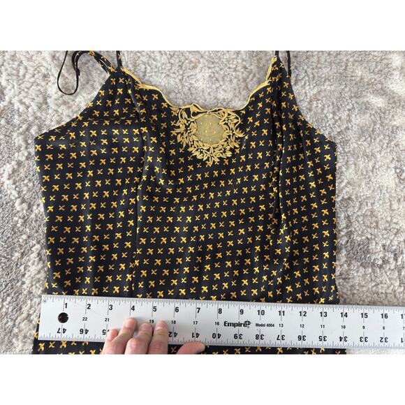 Victorias Secret Size S Silk Floral Boho Sleepwear Tank Cami Top Gold - Picture 4 of 7